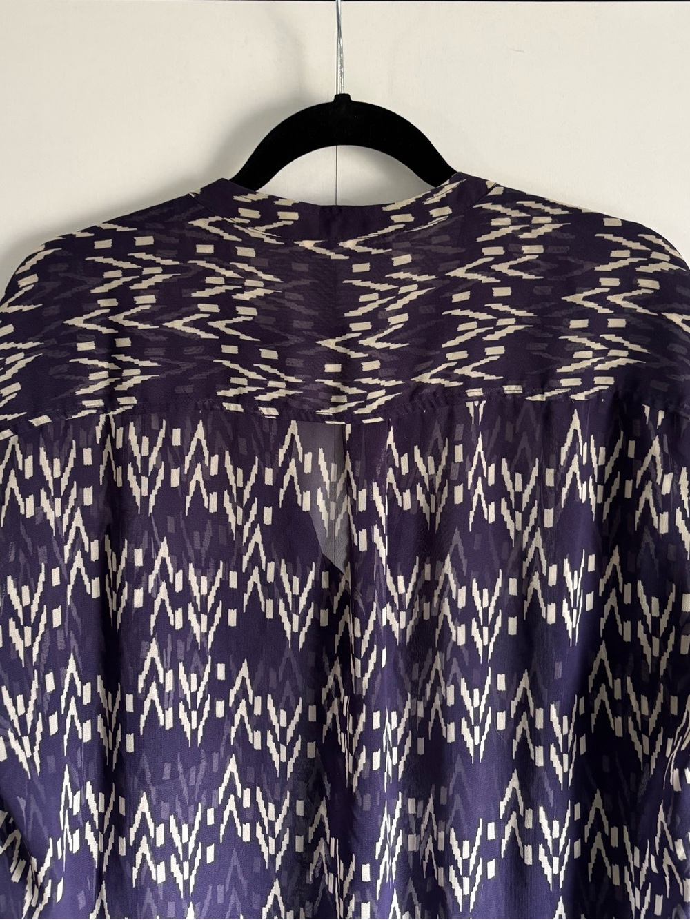 Zara Sheer Navy Patterned Tunic Large - Picture 9 of 13